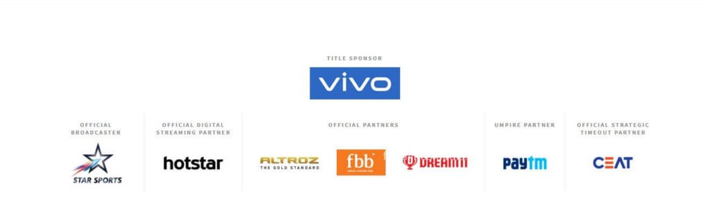 media and sponsors for ipl t 20 