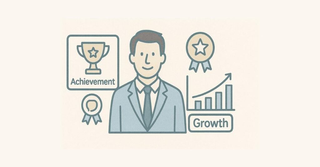 Mid-career interview introduction visual with experience and accomplishments.