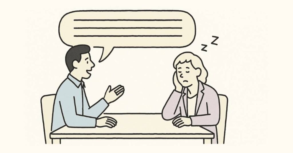 “Candidate speaking too long during introduction while interviewer feels tired.”