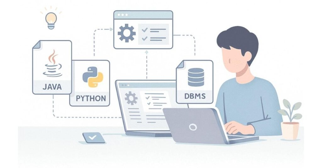 Student applying academic knowledge like coding and DBMS into a real project.