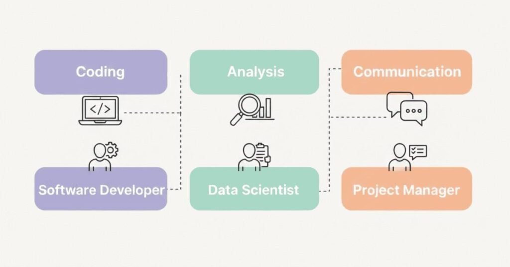 Skills such as programming, communication, and analytical skills aligned with job requirements.