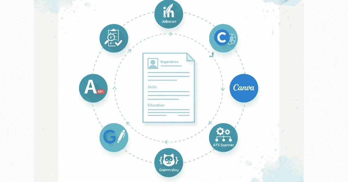 Hero banner showing top resume optimization tools: ATS checkers, writing tools, AI tools, portfolio tools.