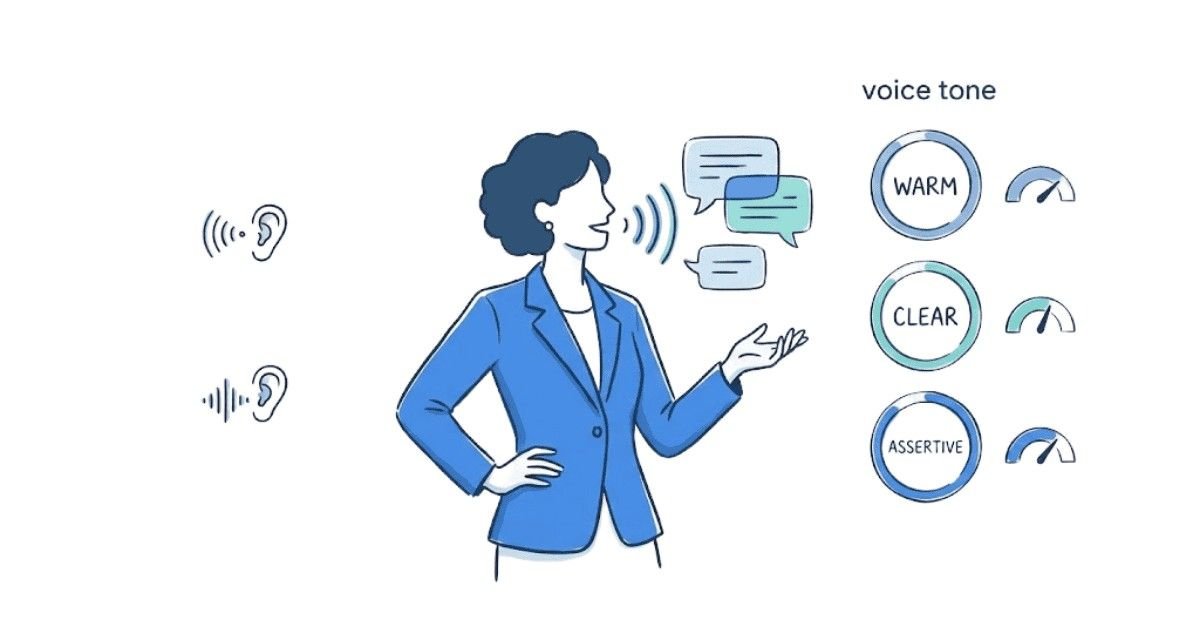 Hero image showing core verbal communication skills such as speaking, listening, and tone control.