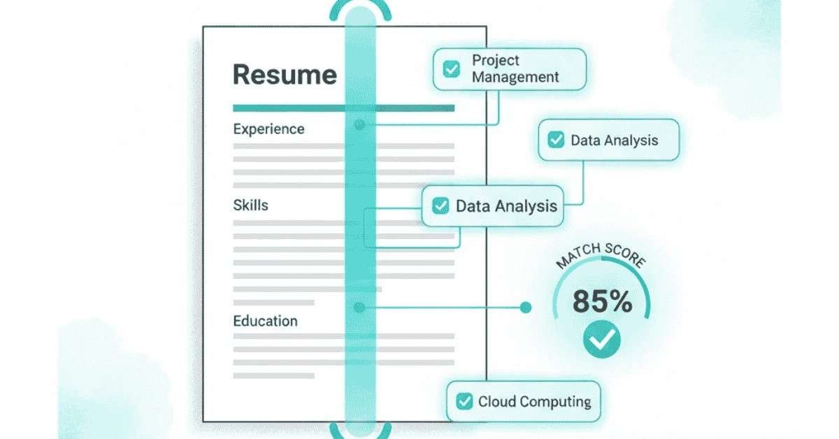 Hero image showing ATS scanning a resume and ranking candidate match score.