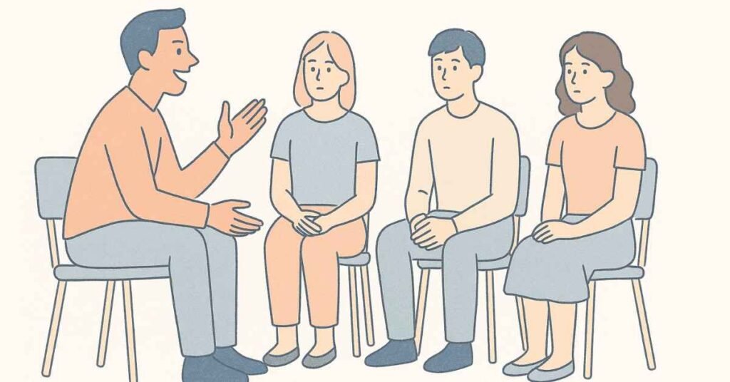 Visual showing a candidate dominating the discussion while others stay quiet.