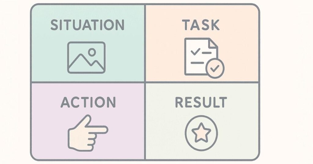 Infographic showing the four steps of the STAR structure for JAM speeches.