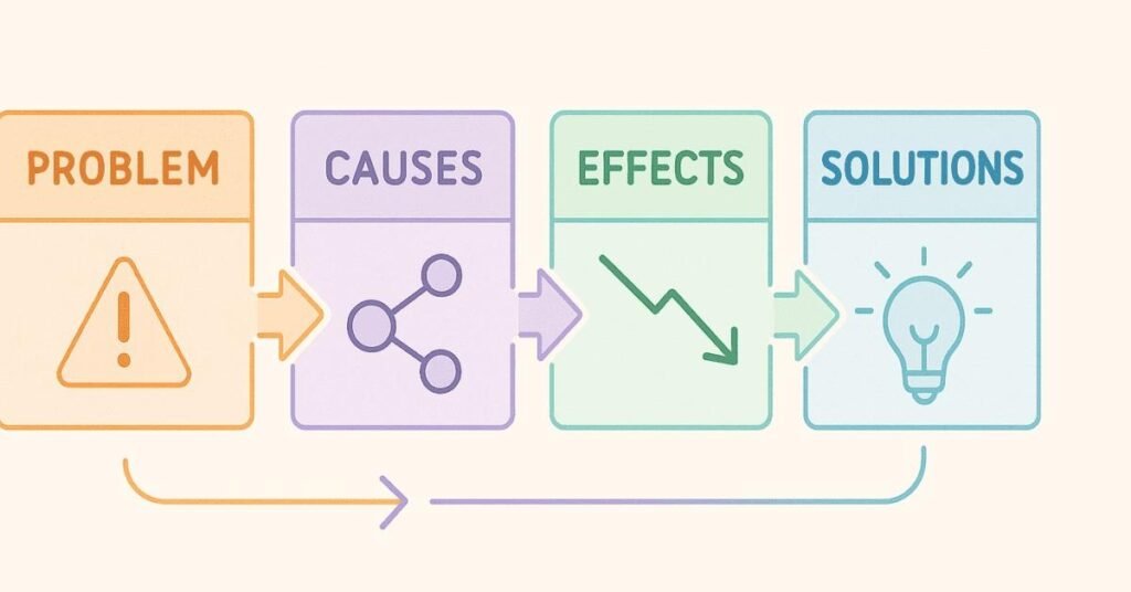 Diagram explaining the Problem–Solution structure used in JAM topics.