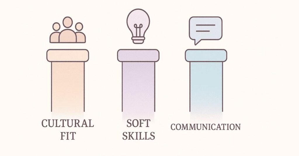 Visual showing three core HR evaluation pillars