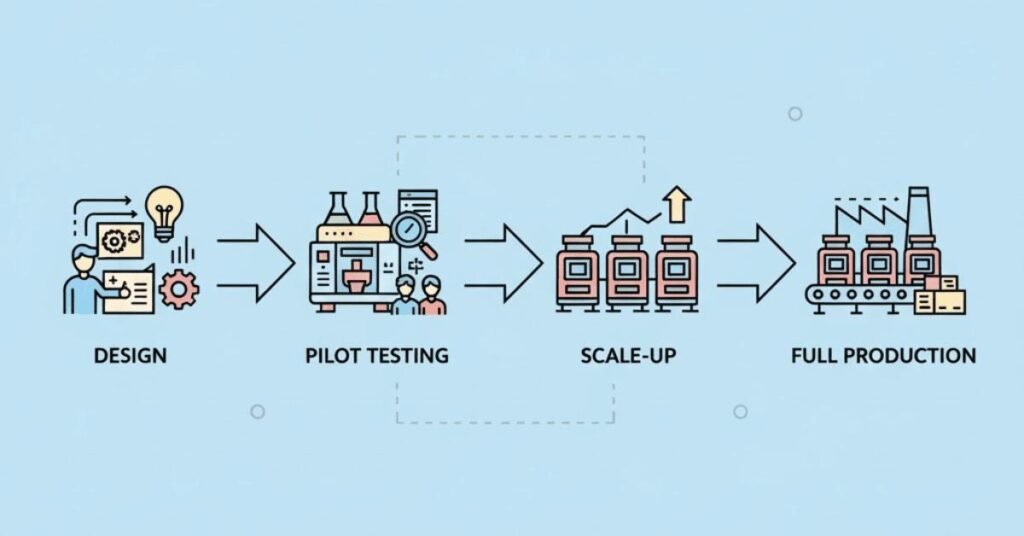 Manufacturing process design and scale-up stages