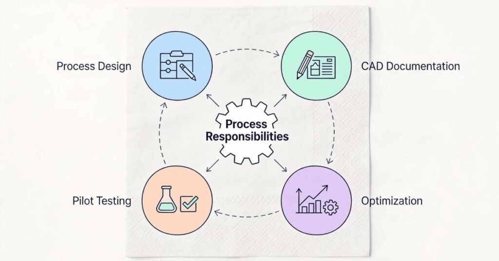 Key responsibilities of a process development engineer