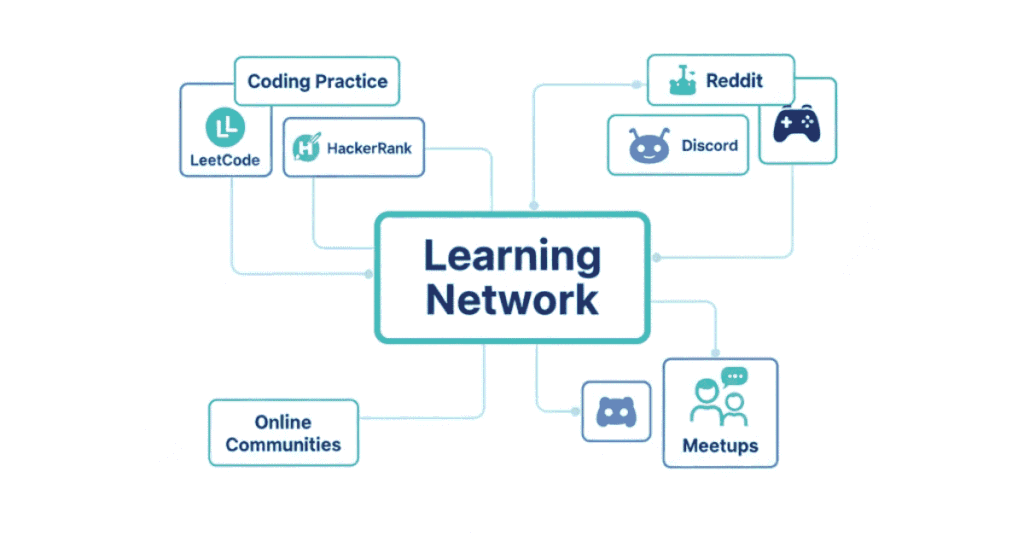 Coding platforms and learning communities for IT interview preparation and skill building.