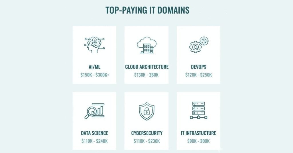 Highest-paying IT specializations in 2025 including AI, cloud, DevOps, and cybersecurity.