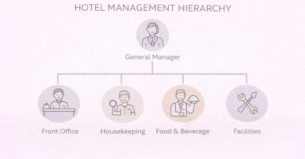 Hotel operations structure and department hierarchy