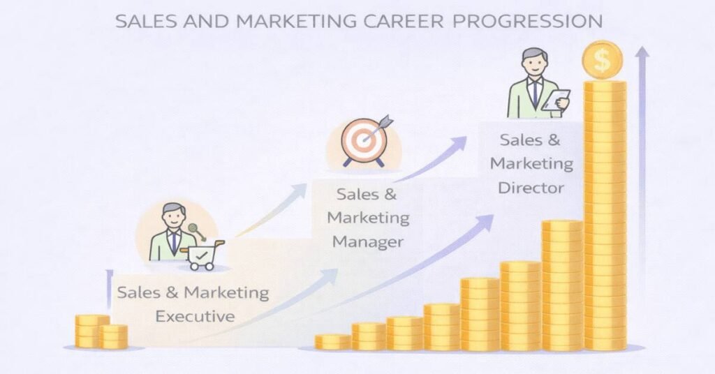 Sales marketing career path and salary progression