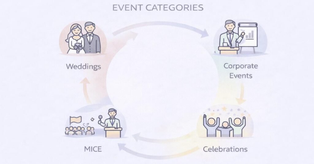 Types of event management careers illustration