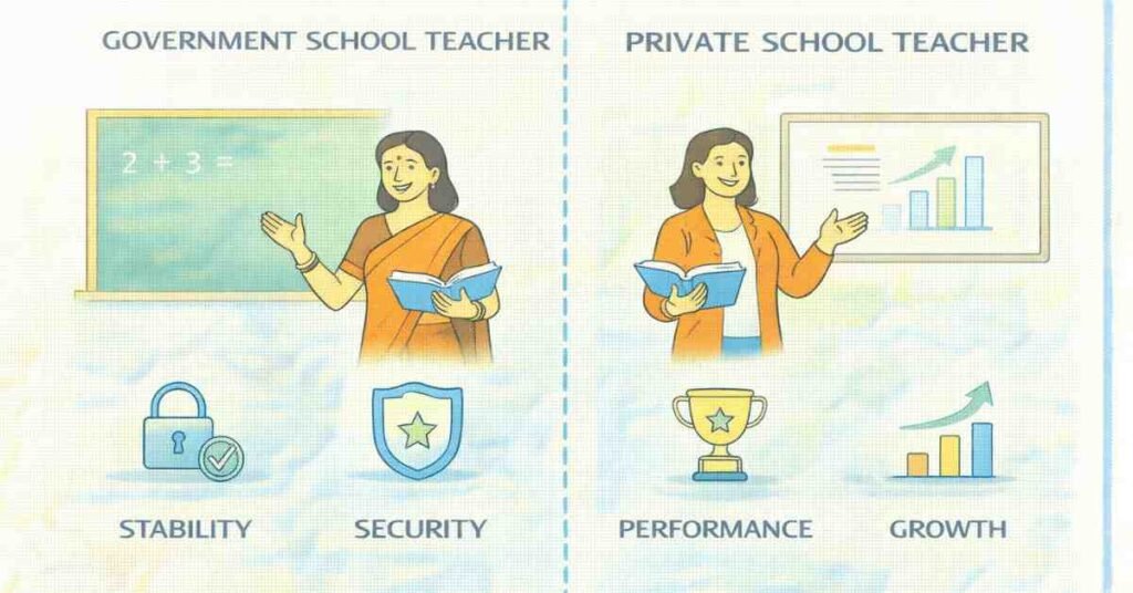 Government vs private school teacher career comparison