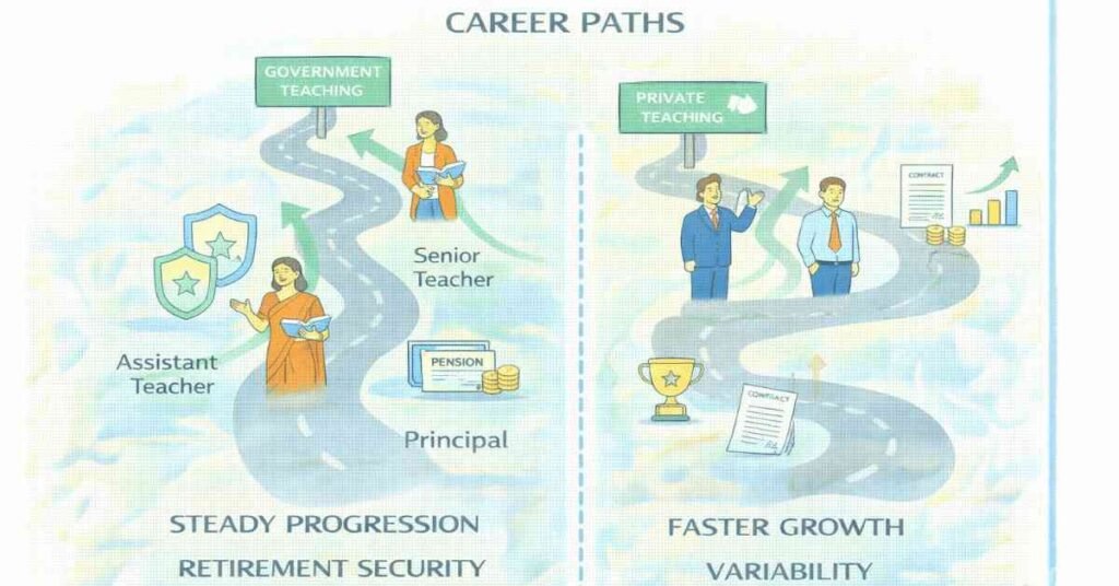 Career growth paths for government and private teachers