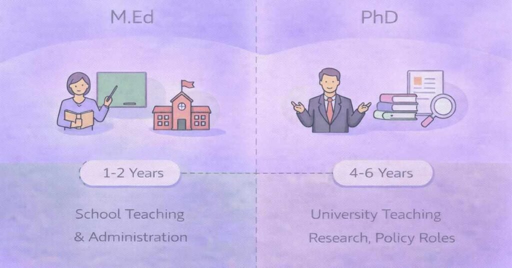 M.Ed vs PhD in Education comparison