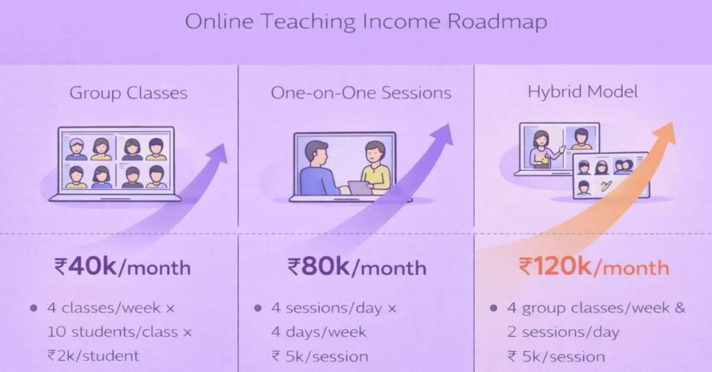 Online teaching income roadmap ₹50,000 per month