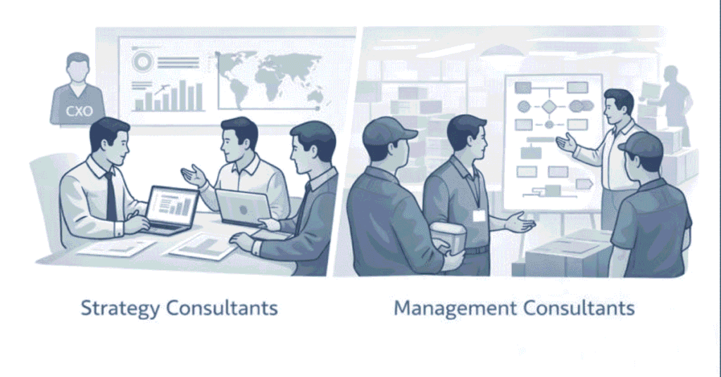Day to day work in strategy consulting vs management consulting
