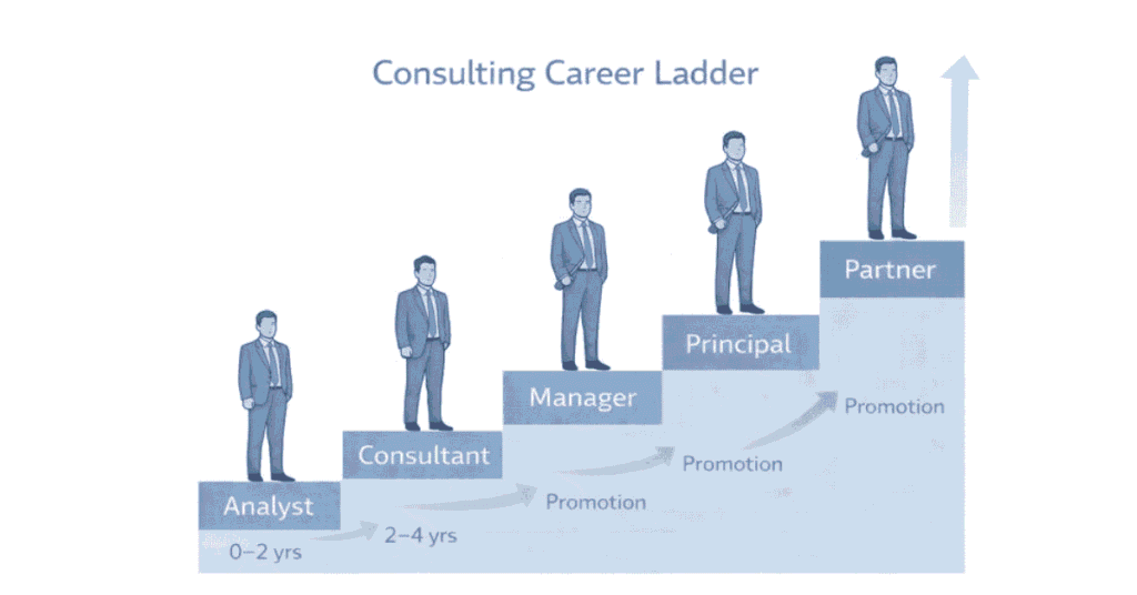 Consulting career path from analyst to partner explained