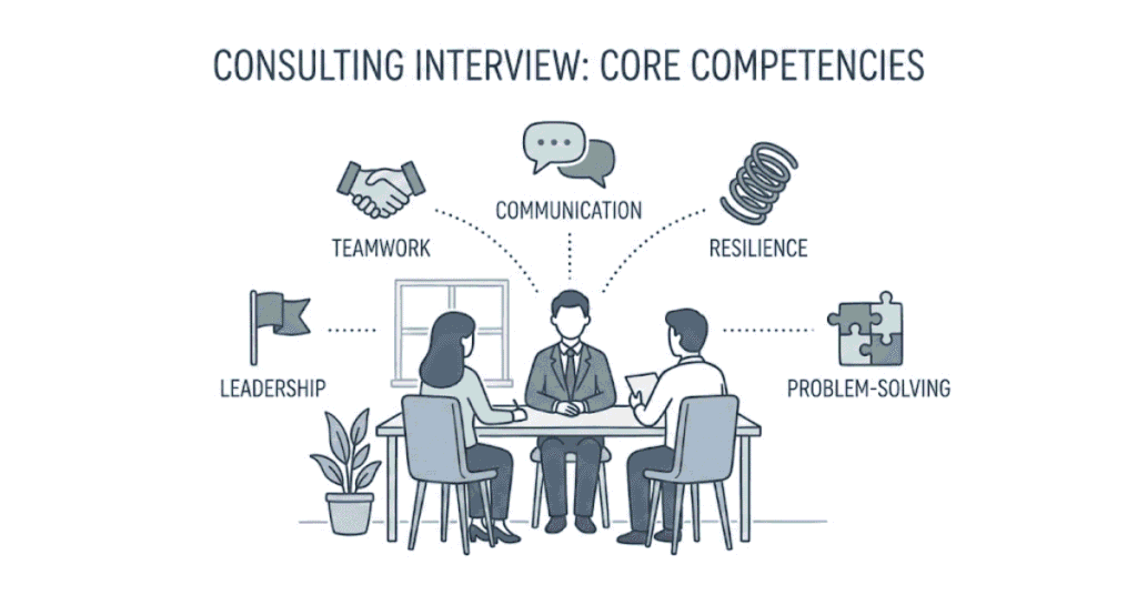 Consulting fit interview guide showing behavioral skills firms test