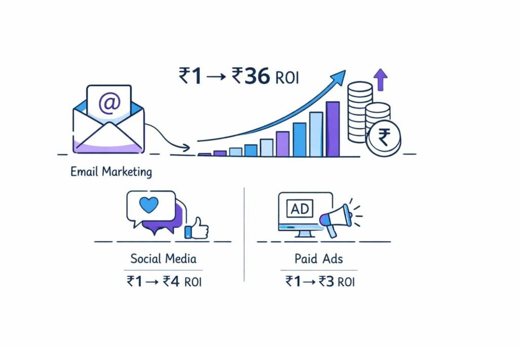 email marketing ROI compared to other digital marketing channels