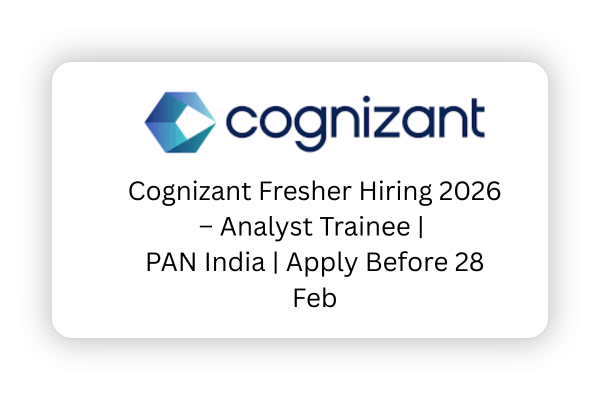 Cognizant Fresher Hiring Analyst Trainee