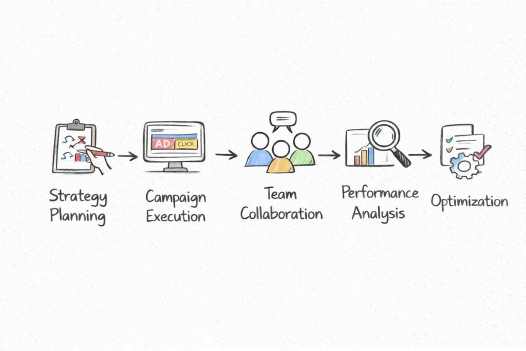 Digital marketing workflow diagram