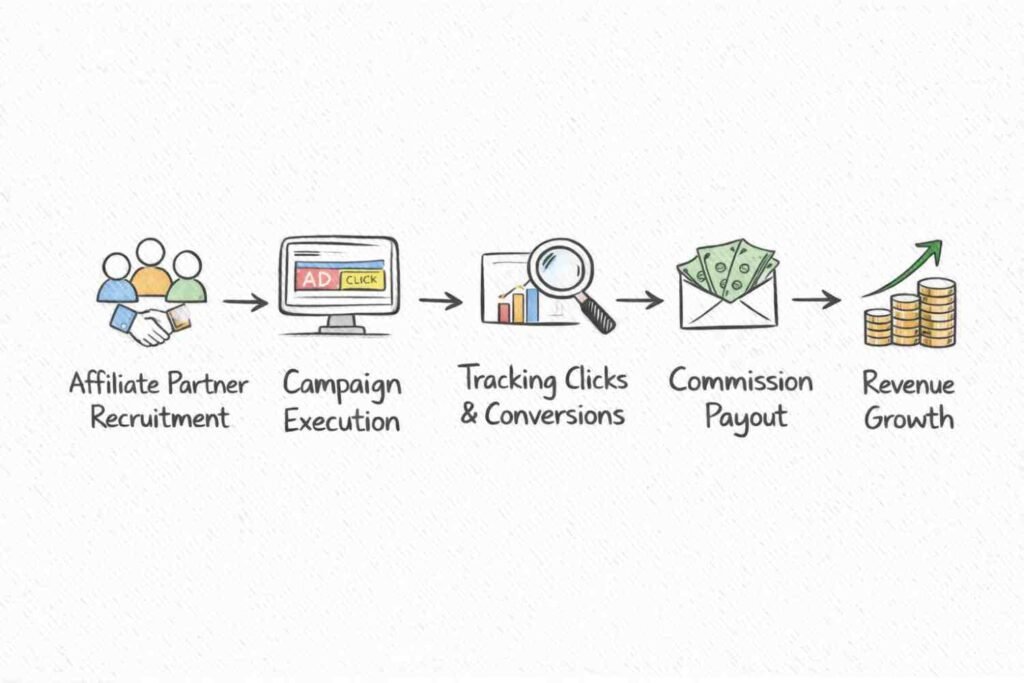 Affiliate marketing workflow diagram