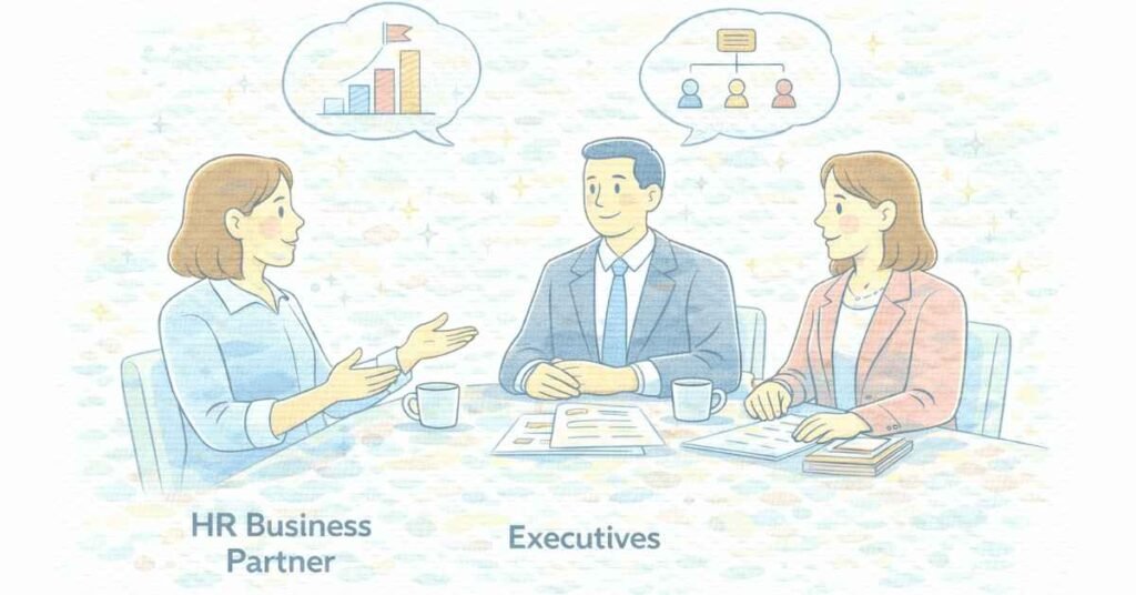HR Business Partner in executive strategy meeting