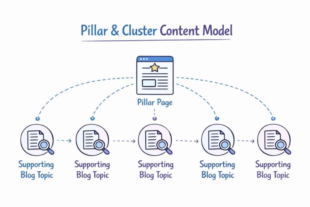 Pillar and cluster content strategy model