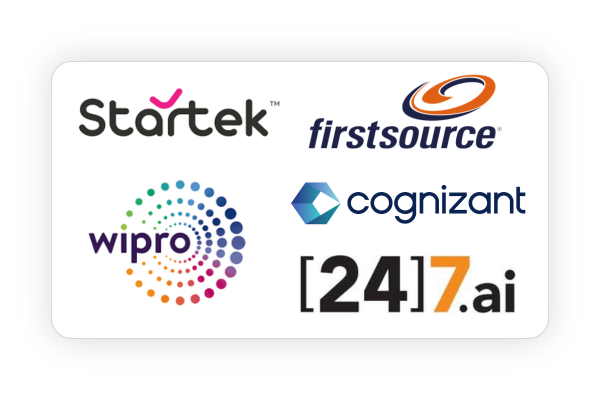 Startek, First Source, Wipro , Cognizant and [24 7].AI flm walk-in drives