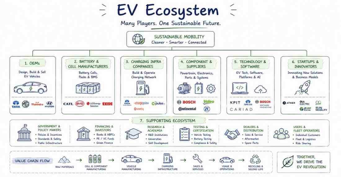 EV ecosystem companies layout
