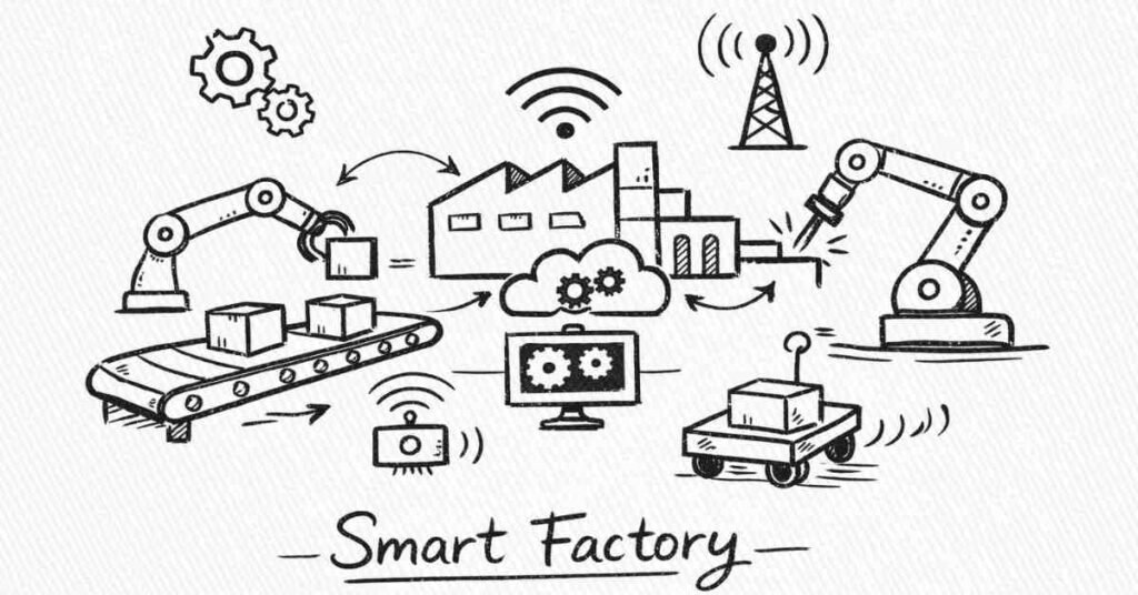 Smart factory with robots