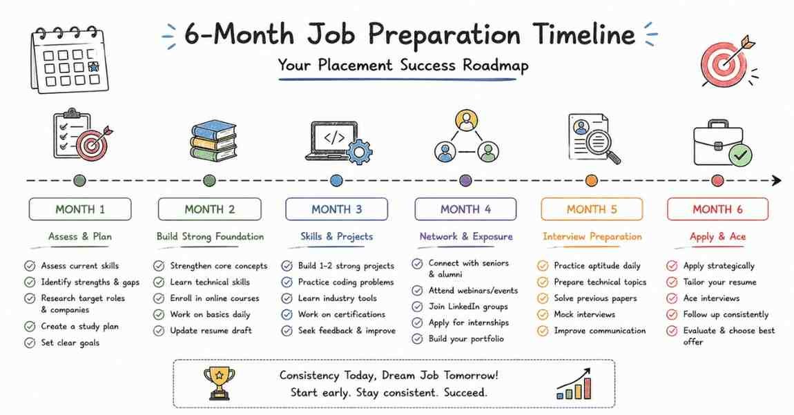 Timeline showing 6–9 months prep strategy