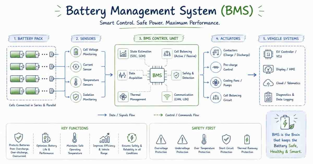 Battery pack + BMS flow diagram