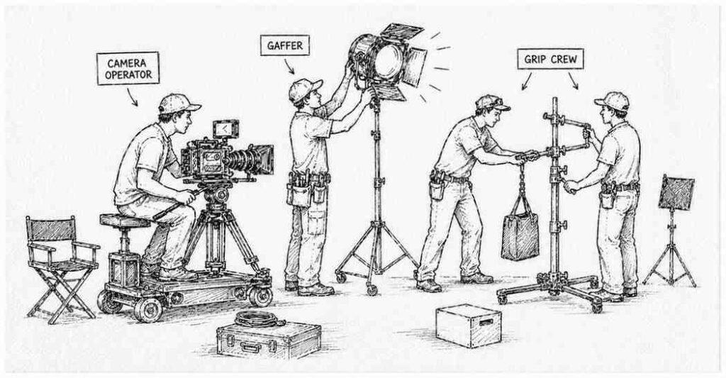 Technical crew at work
