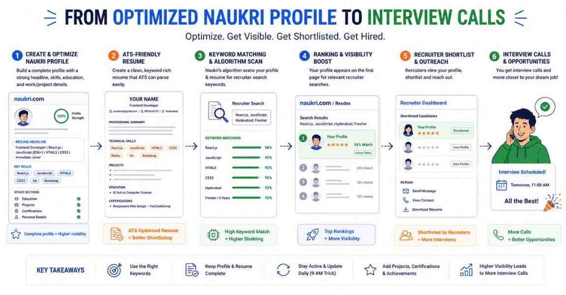 Strong CTA visual connecting profile optimization and interview calls
