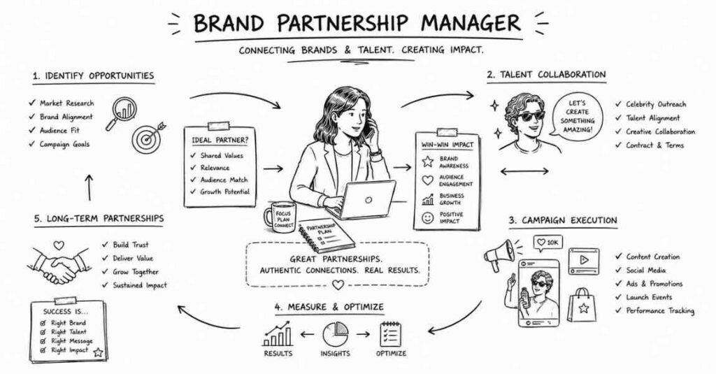 "Brand partnership manager handling celebrity sponsorship and endorsement campaigns"
