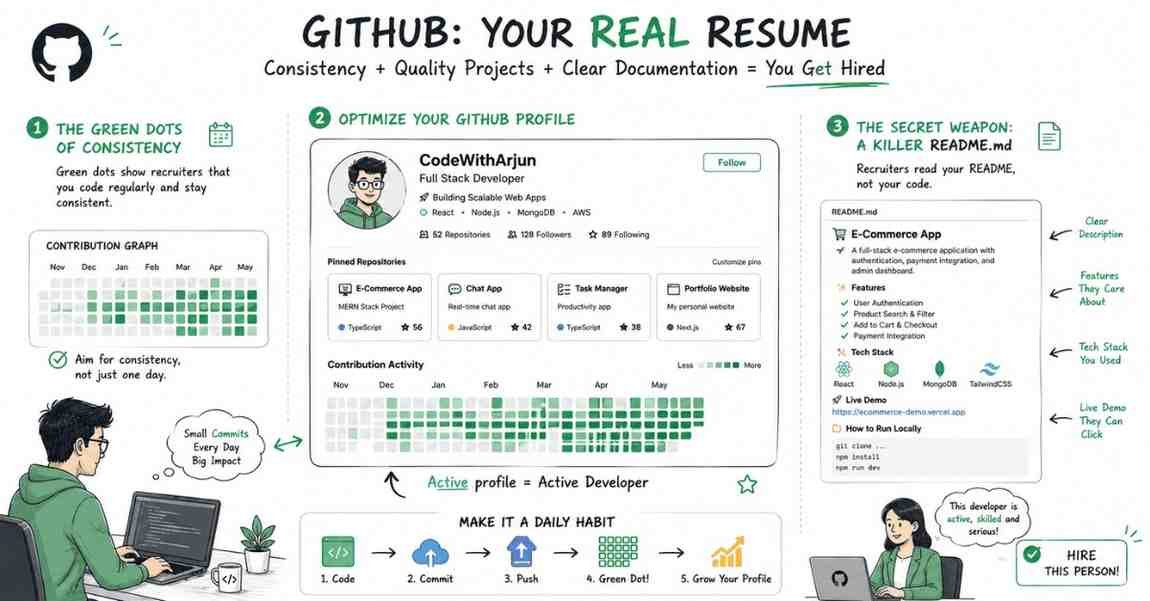 GitHub profile optimization infographic