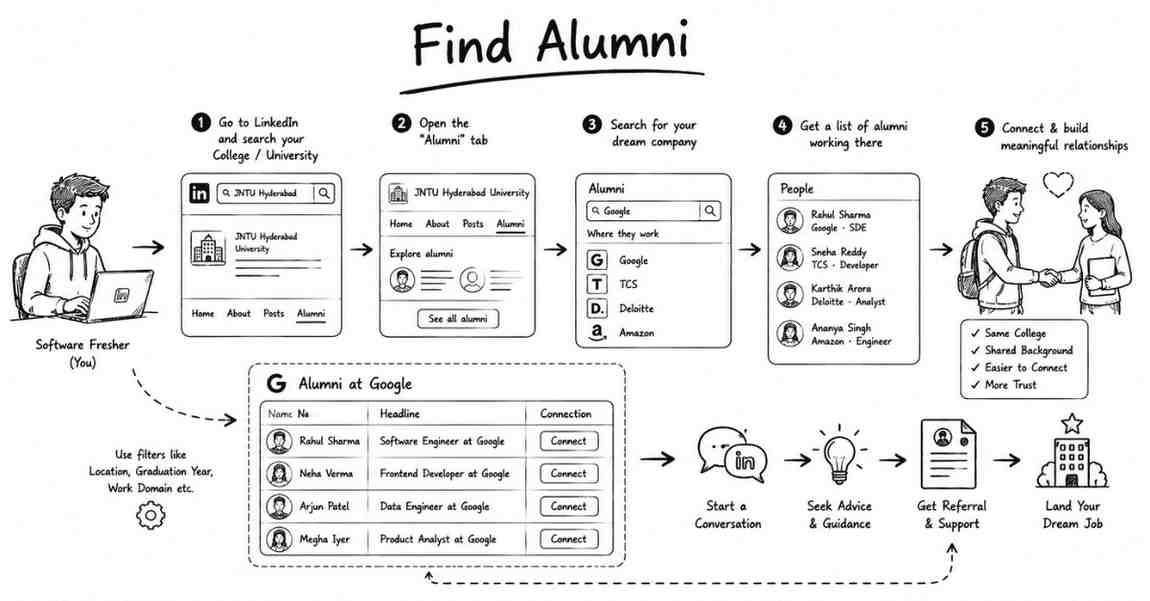 LinkedIn alumni search workflow