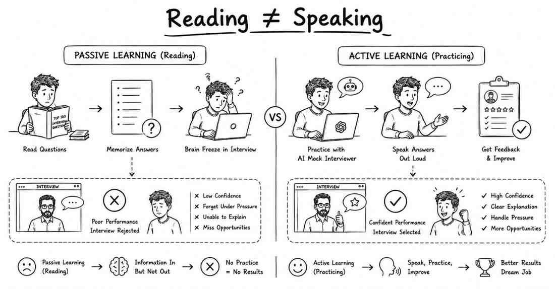 Reading PDFs vs active speaking practice comparison