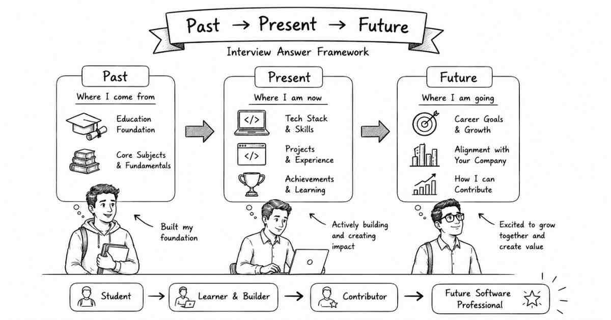 Main framework visualization with 3-step career storytelling flow