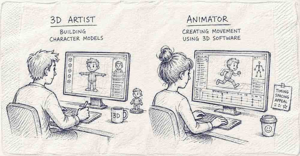 "3D artist and animator creating digital characters and animated scenes"