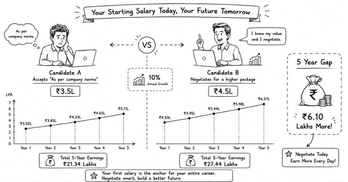 “Salary growth comparison between negotiated and non negotiated package”