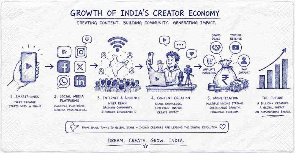 "Growth of digital content creation and creator economy in India"