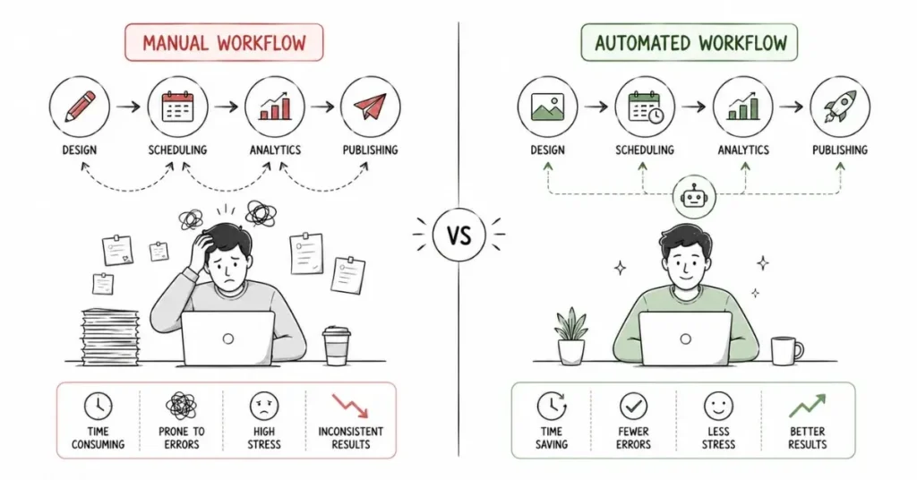 Benefits of using social media management tools instead of manual workflows