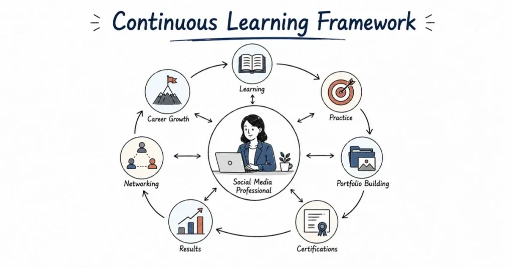 Continuous learning framework connecting certifications, practice and career growth.