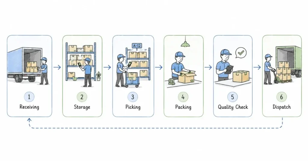 Warehouse operations workflow from receiving to dispatch | FLM | FrontlinesEduTech